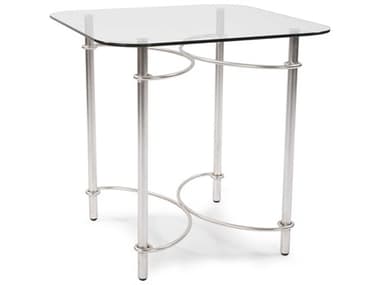 Howard Elliott Laurel Square Glass Silver End Table HE11276