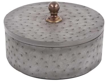 Howard Elliott Round Faux Ostrich Skin Decorative Box HE12260