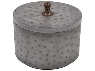 Howard Elliott Round Faux Ostrich Skin Decorative Box HE12261