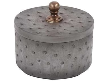 Howard Elliott Round Faux Ostrich Skin Decorative Box HE12262