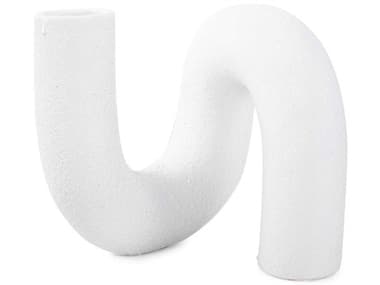 Howard Elliott Abstract Curved Matte White Vase HE12369