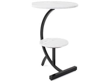 Howard Elliott Tobin Round Marble Black White End Table HE150004