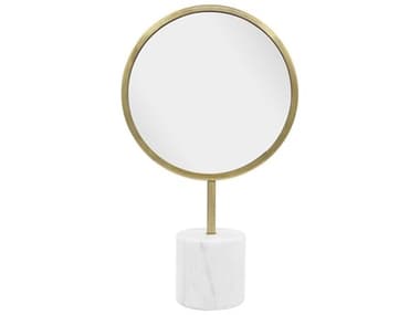 Howard Elliott Bogna Brass White Round Table Top Mirror HE190003