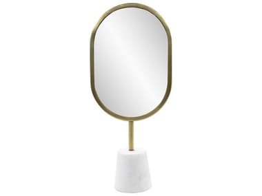 Howard Elliott Bogna Brass White Oval Table Top Mirror HE190004