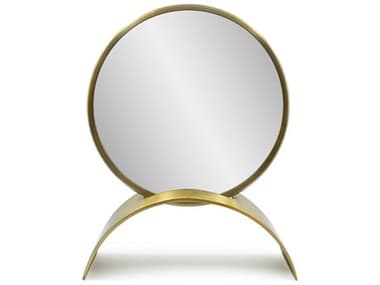 Howard Elliott Maja Brass Arched Round Table Top Mirror HE190005