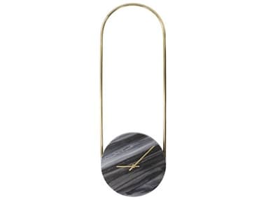 Howard Elliott Balance of Mies Black Marble / Stainless Steel Clock HE190025