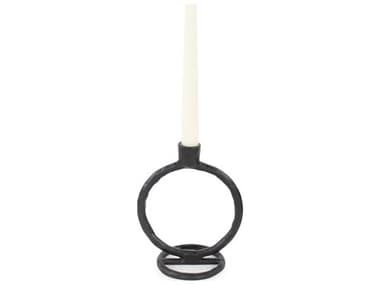 Howard Elliott Matte Black Single Circle Arman Candle Holder HE190032