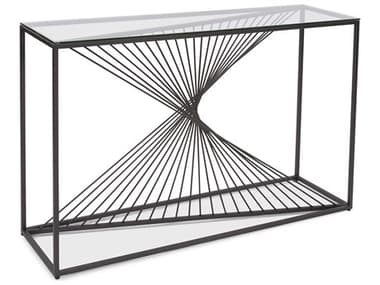 Howard Elliott Optical Twist Rectangular Glass Graphite Console Table HE19153