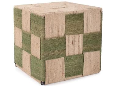 Howard Elliott Escobedo Square Fabric Green Beige End Table HE210016