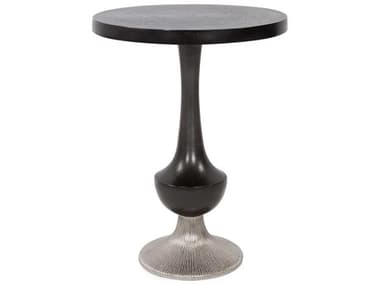 Howard Elliott Swanson Round Metal Ebony Nickel End Table HE23049