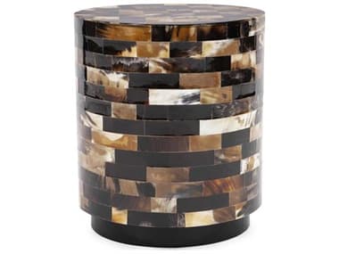 Howard Elliott Elias Brown Black White Accent Stool HE25175