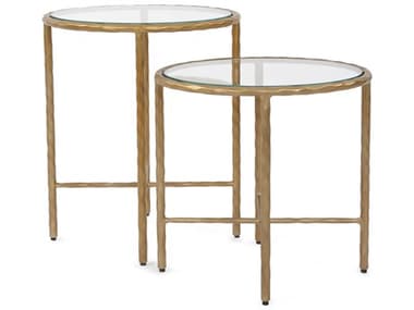 Howard Elliott Tetro Oval Glass Brass End Table HE27026