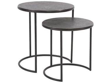 Howard Elliott Round Metal Graphite End Table HE35145