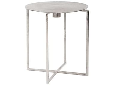 Howard Elliott Round Metal Silver End Table HE35147