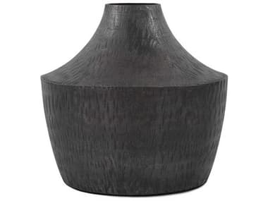 Howard Elliott Etched Crossways Graphite Curved Neck Vase HE35305