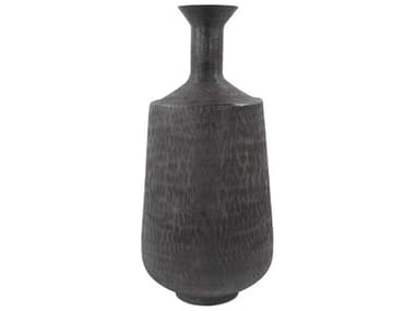 Howard Elliott Etched Crossways Graphite Flared Neck Vase HE35311