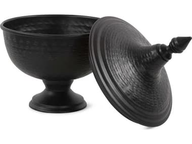 Howard Elliott Hammered Em Dash Black Covered Urn HE35330