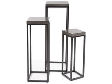 Howard Elliott Kenton Square Wood Smoke Gray Black End Table HE36052