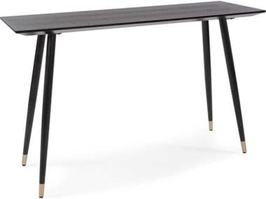 Howard Elliott Soho Rectangular Wood Dark Ash Brass Console Table HE36062