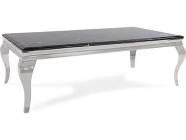 Howard Elliott Lexiss Rectangular Marble Black Silver Coffee Table HE38036