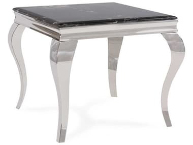 Howard Elliott Lexiss Square Marble Black Silver End Table HE38037