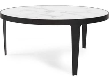 Howard Elliott Costa Round Glass Black White Coffee Table HE38040