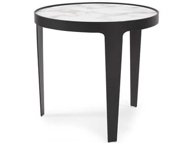 Howard Elliott Costa Round Marble Black White End Table HE38041