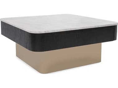 Howard Elliott Piazza Square Marble Champagne Black White Coffee Table HE38046