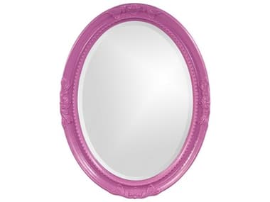 Howard Elliott Queen Ann Glossy Hot Pink 25''W x 33''H Oval Wall Mirror HE40101HP