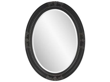 Howard Elliott Queen Ann Antique Black Oval Wall Mirror HE4081