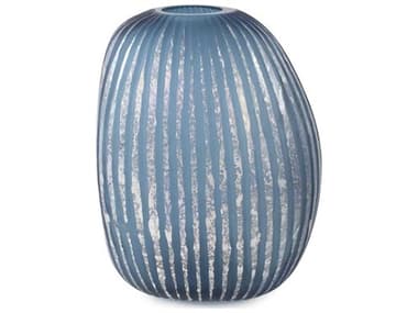 Howard Elliott Yale Blue Silver Asymmetrical Glass Vase HE44078