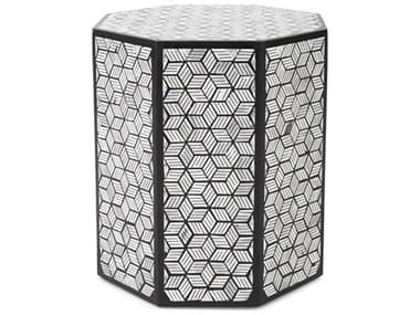 Howard Elliott Avanti Octagon Wood Black White End Table HE45026