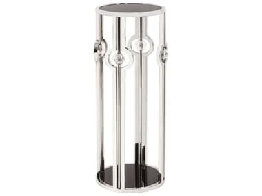 Howard Elliott Pedestal Stainless Steel / Black Glass 14'' x 36'' Round Table HE48016