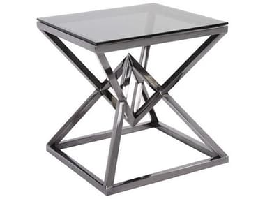 Howard Elliott Pinnacle Square Glass Nickel End Table HE58013