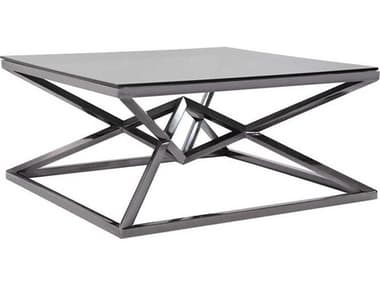 Howard Elliott Pinnacle Square Glass Nickel Coffee Table HE58014