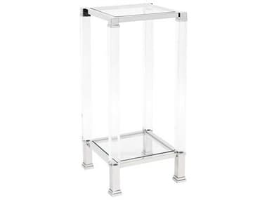 Howard Elliott Clare 15" Square Glass Silver End Table HE58020