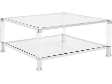 Howard Elliott Clare Square Glass Silver Coffee Table HE58021