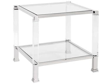 Howard Elliott Clare 24" Square Glass Silver End Table HE58022