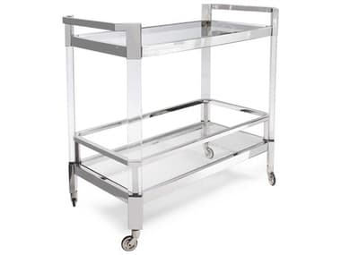 Howard Elliott Stainless Steel and Acrylic Bar Cart Glass Silver Bar Cart HE58025