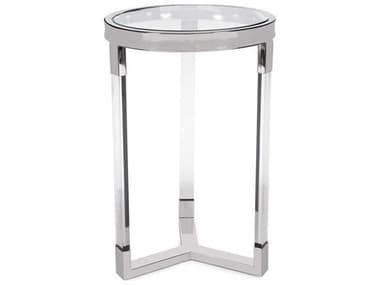 Howard Elliott Round Glass Silver End Table HE58026