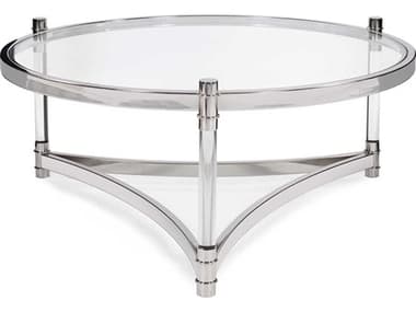 Howard Elliott Round Glass Silver Coffee Table HE58027