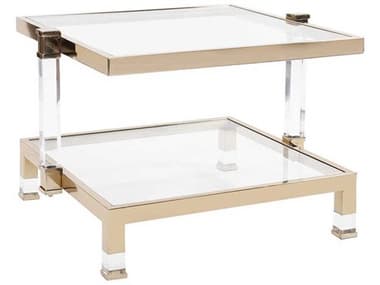 Howard Elliott Goldwyn Rectangular Glass Gold End Table HE58028