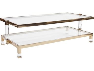 Howard Elliott Goldwyn Rectangular Glass Gold Coffee Table HE58029