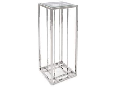 Howard Elliott Polished Stainless Steel 14'' Wide Square Pedestal Table HE58033