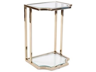 Howard Elliott 15" Demilune Glass Polished Gold End Table HE58034