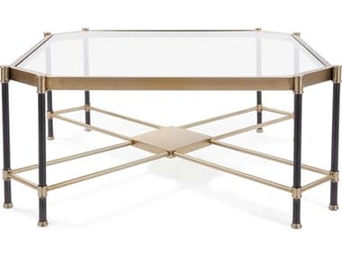 Howard Elliott 39" Square Glass Brushed Gold Coffee Table HE58035