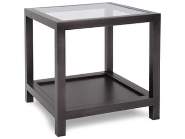 Howard Elliott Dumas Square Glass Nickel End Table HE58050