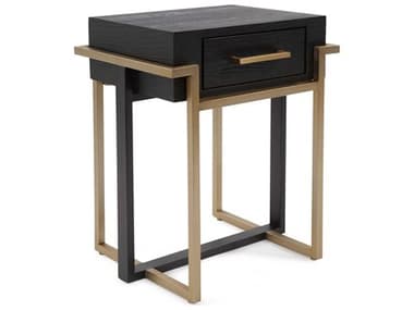 Howard Elliott Evora Rectangular Wood Matte Black Gold End Table HE58057