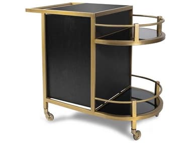 Howard Elliott Maurizio Glass Brushed Black Bar Cart HE58069