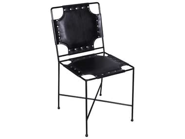 Howard Elliott Enzo Black Leather Armless Dining Chair HE59018